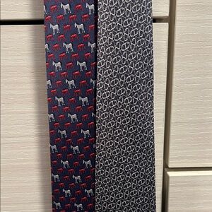 Hermes Navy and Gray Patterned Ties